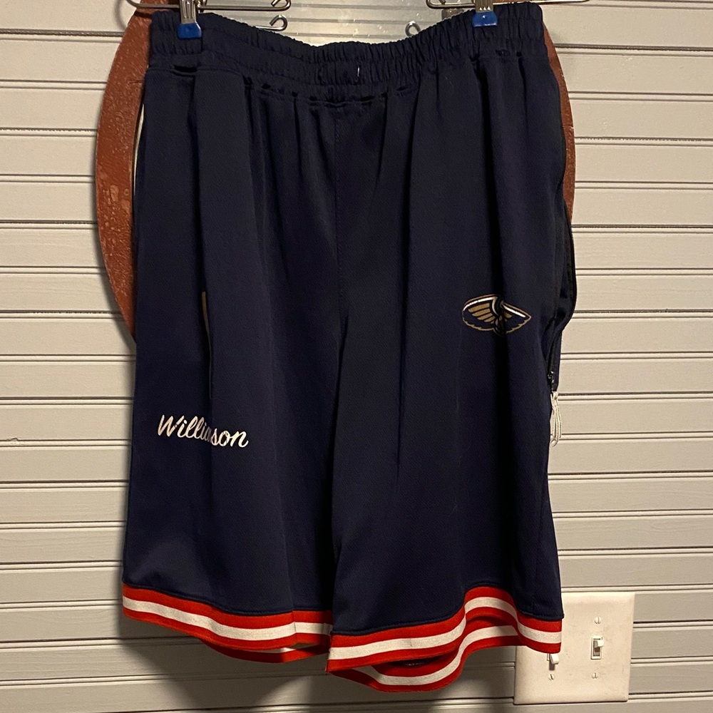 NBA Navy Blue Zion Williamson  Pelican Athletic Shorts with Red Stripes